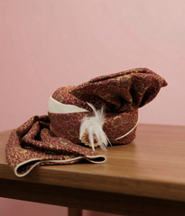 Maroon Gold Feather Turban