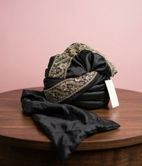 Black and Gold Embroidered Turban