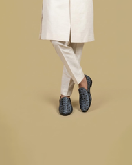 Grey and Black Embroidered Dulha Boots