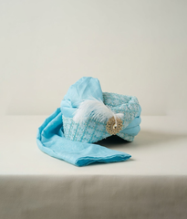 Sky Blue Feather Patterned Turban