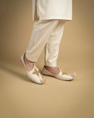 Traditional Beige Khussa with Tilla Work