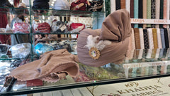 Taupe Feather Brooch Kulla