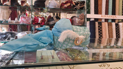 Sky Blue Feather Patterned Turban