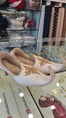 Traditional Beige Khussa with Tilla Work