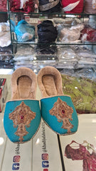 Sea Green Padded Khussa with Tilla Work and Stone