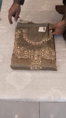 Grey Raw silk suit with tilla and dabka work
