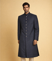 Black plain sherwani for suiting