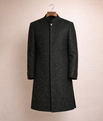 Black sequin handmade sherwani
