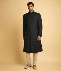Black sequin handmade sherwani