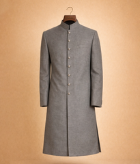 Charcoal grey plain sherwani for suiting