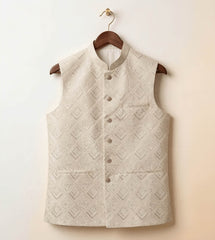Cream Diamond Sequin fancy waistcoat