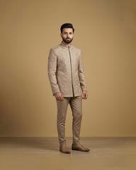 Light brown embroidered open prince coat