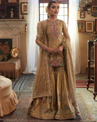 Antique Gold Resham & Zardozi Gharara