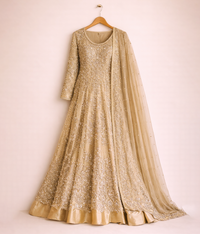 Antique Gold Zardozi Bridal Lehenga