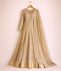 Antique Gold Zardozi Bridal Lehenga