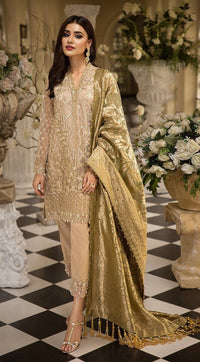 Beige Vasli Organza Suit