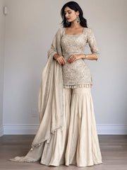 Beige Zari Work Gharara
