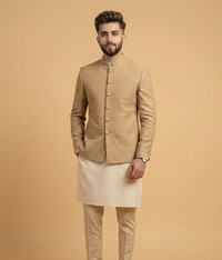 Beige Embroidered Schiffli Dulha House