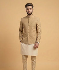 Beige Embroidered Schiffli Dulha House
