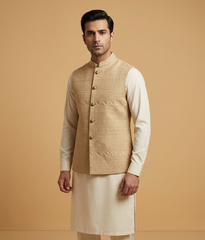 Beige Embroidered Schiffli Dulha House