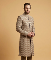 Beige Floral Jamawar Dulha House