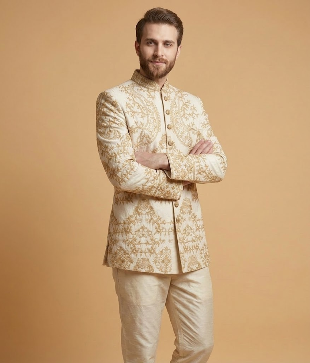 Beige Jamawar Paisley Dulha House