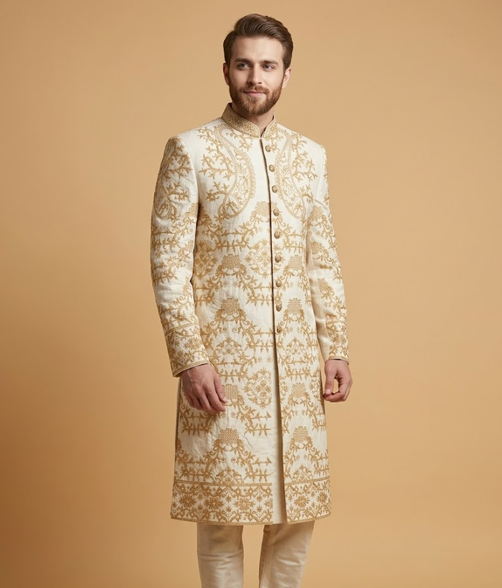 Beige Jamawar Paisley Dulha House