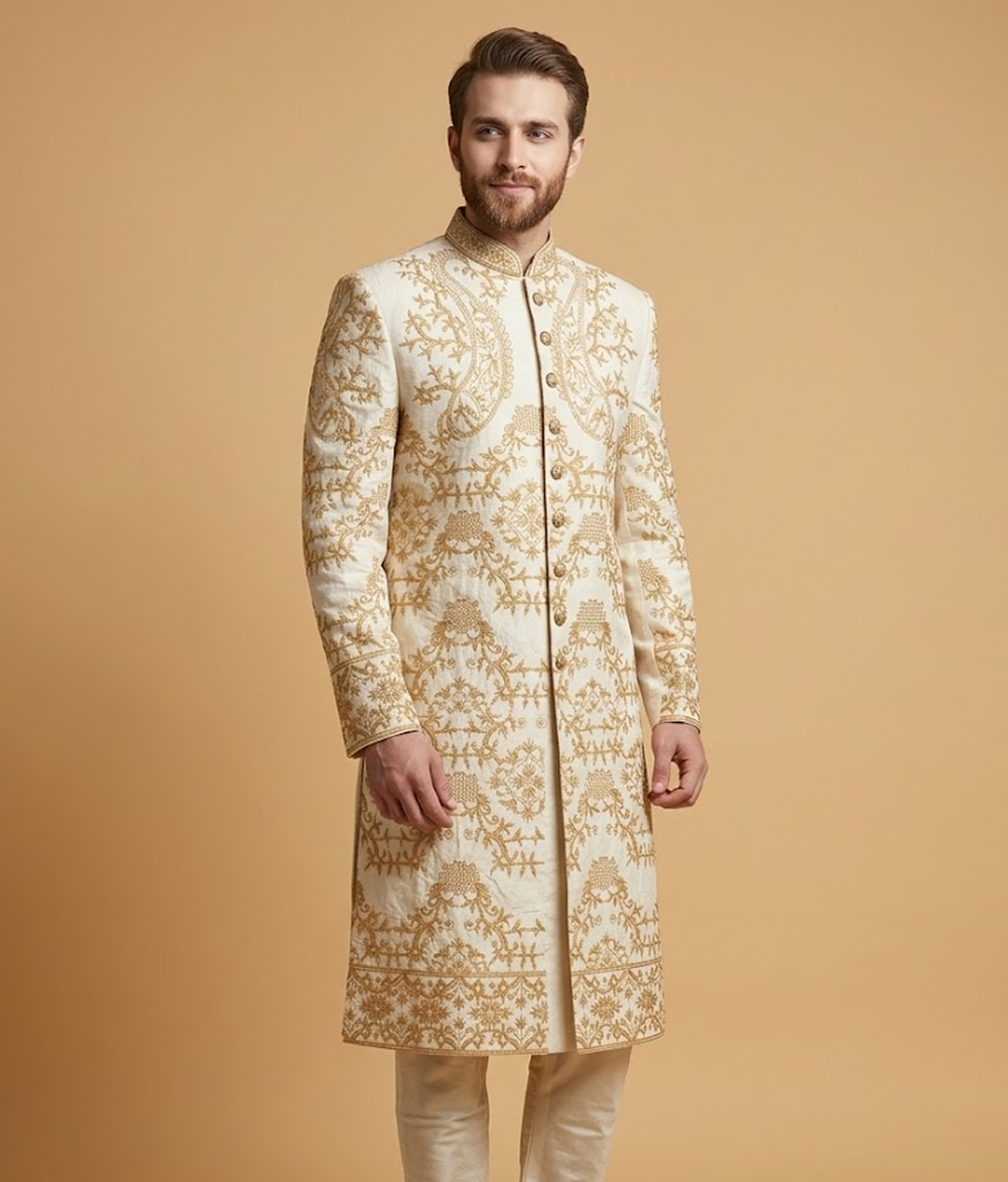 Beige Jamawar Paisley Dulha House