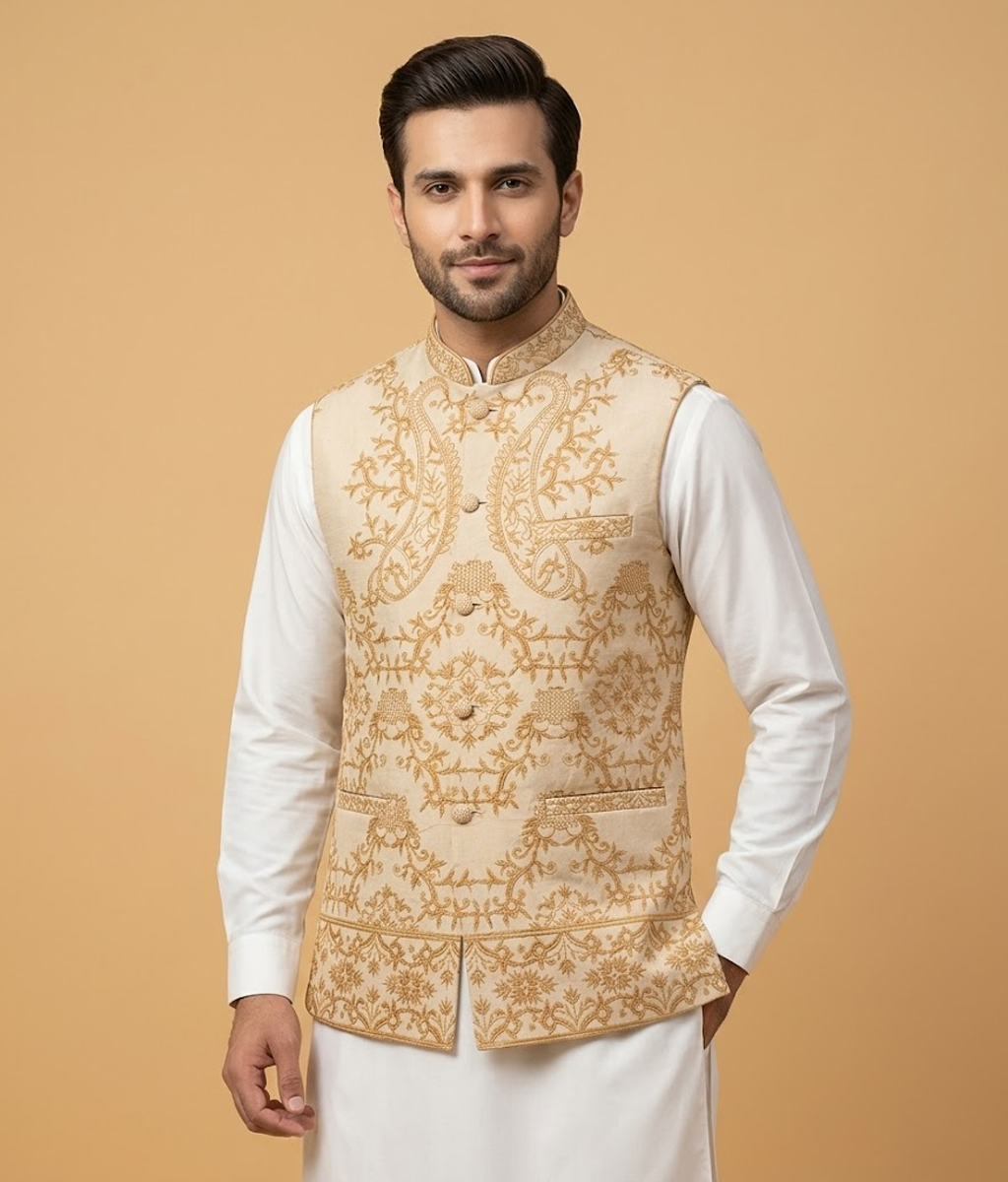 Beige Jamawar Paisley Dulha House