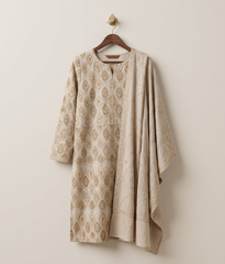 Beige Lattice Jaal Chiffon 2 Piece