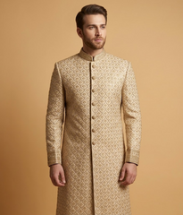 Beige Scalloped Sequin Jamawar Dulha House