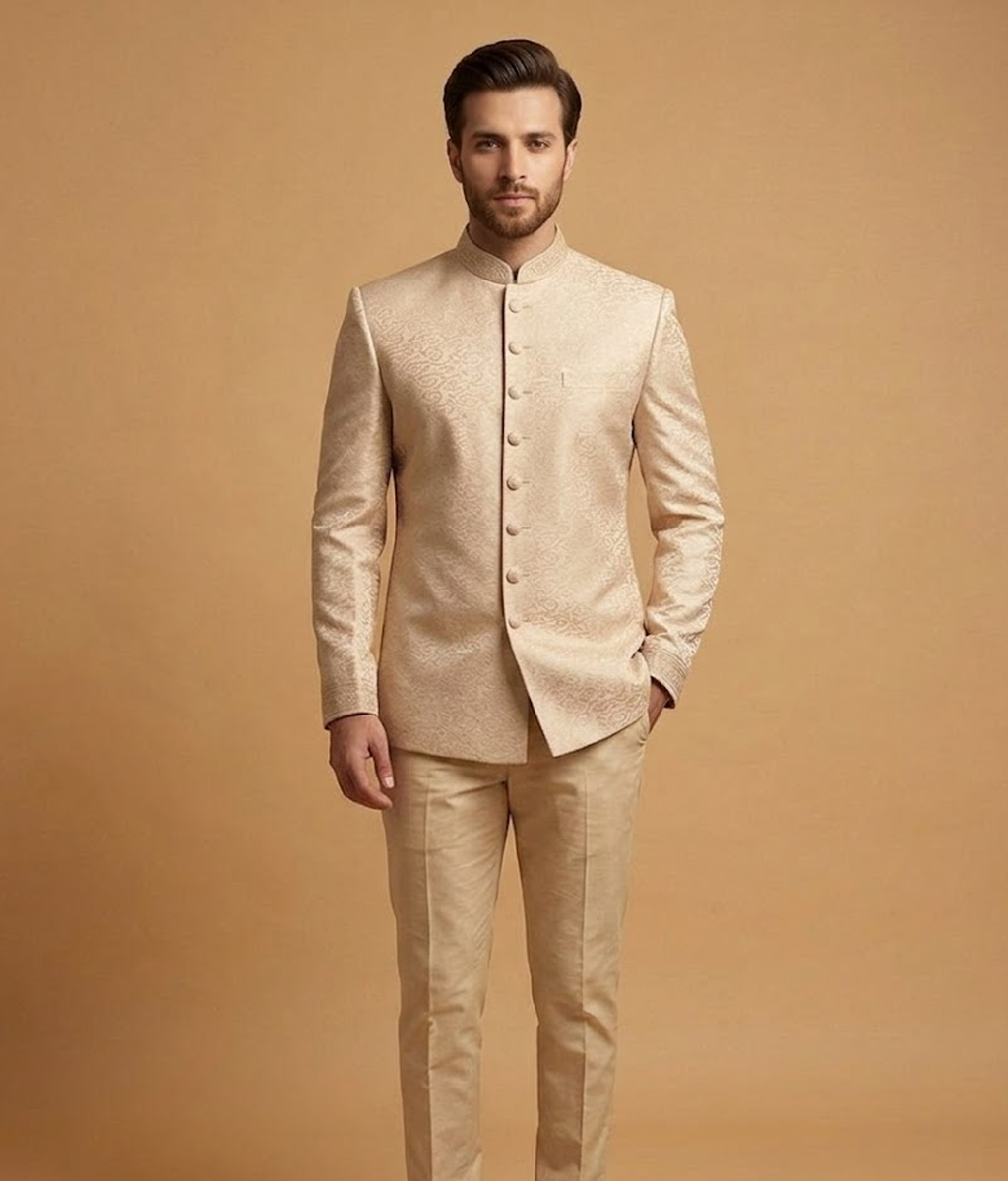 Beige Swirl Jacquard Dulha House