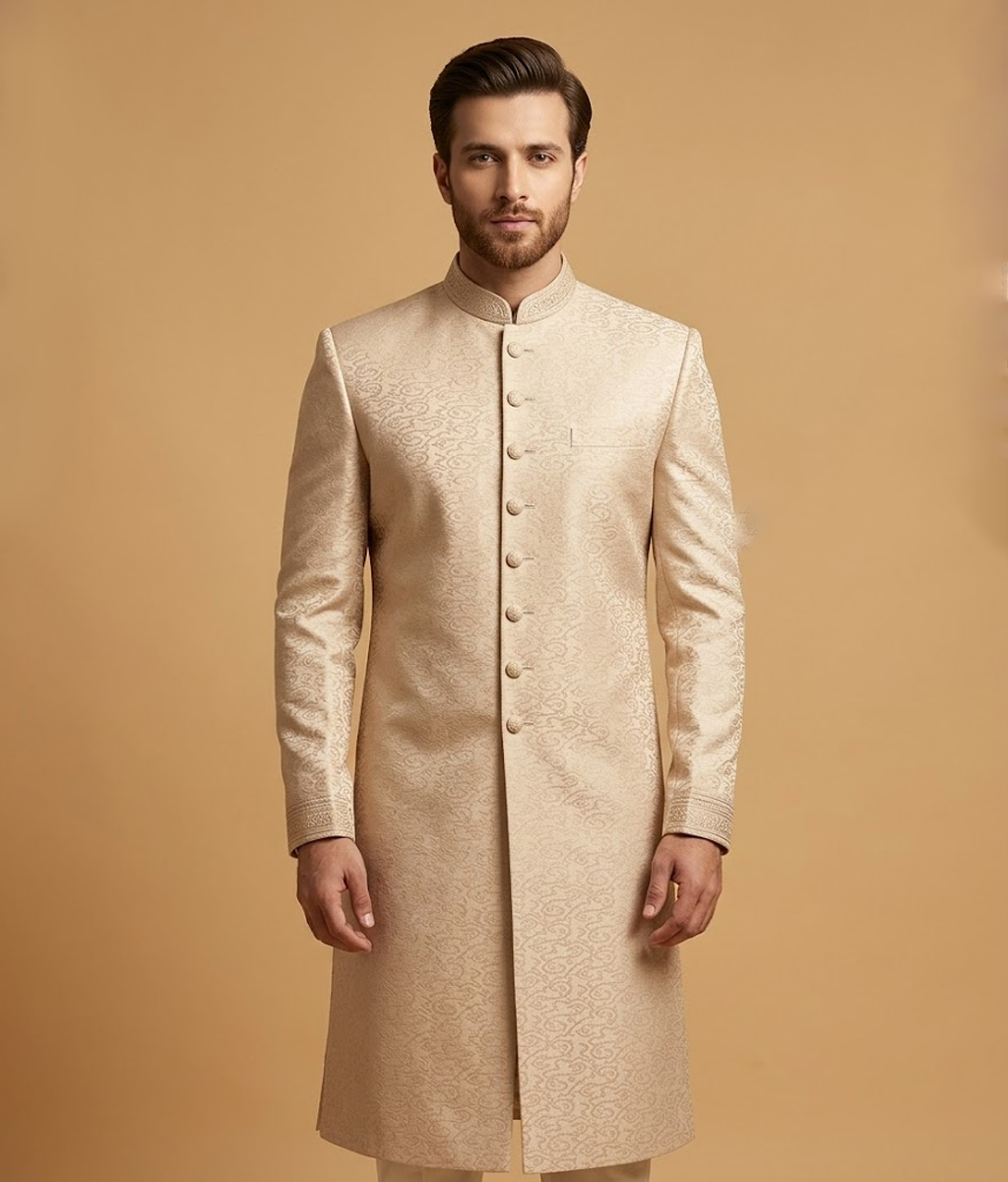 Beige Swirl Jacquard Dulha House