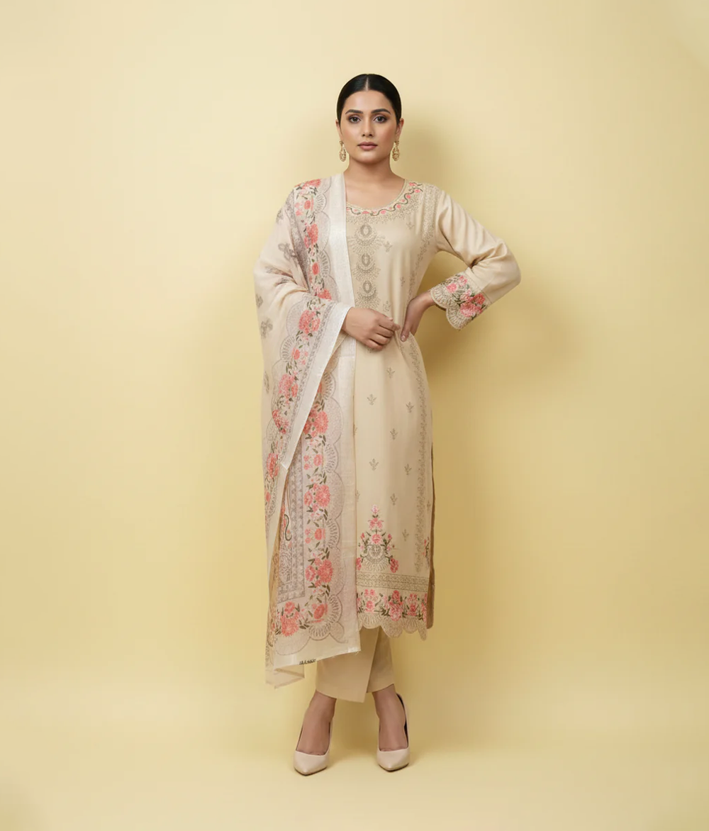 Beige cotton 3 piece