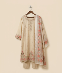 Beige cotton 3 piece