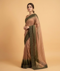 Beige tissue silk saree