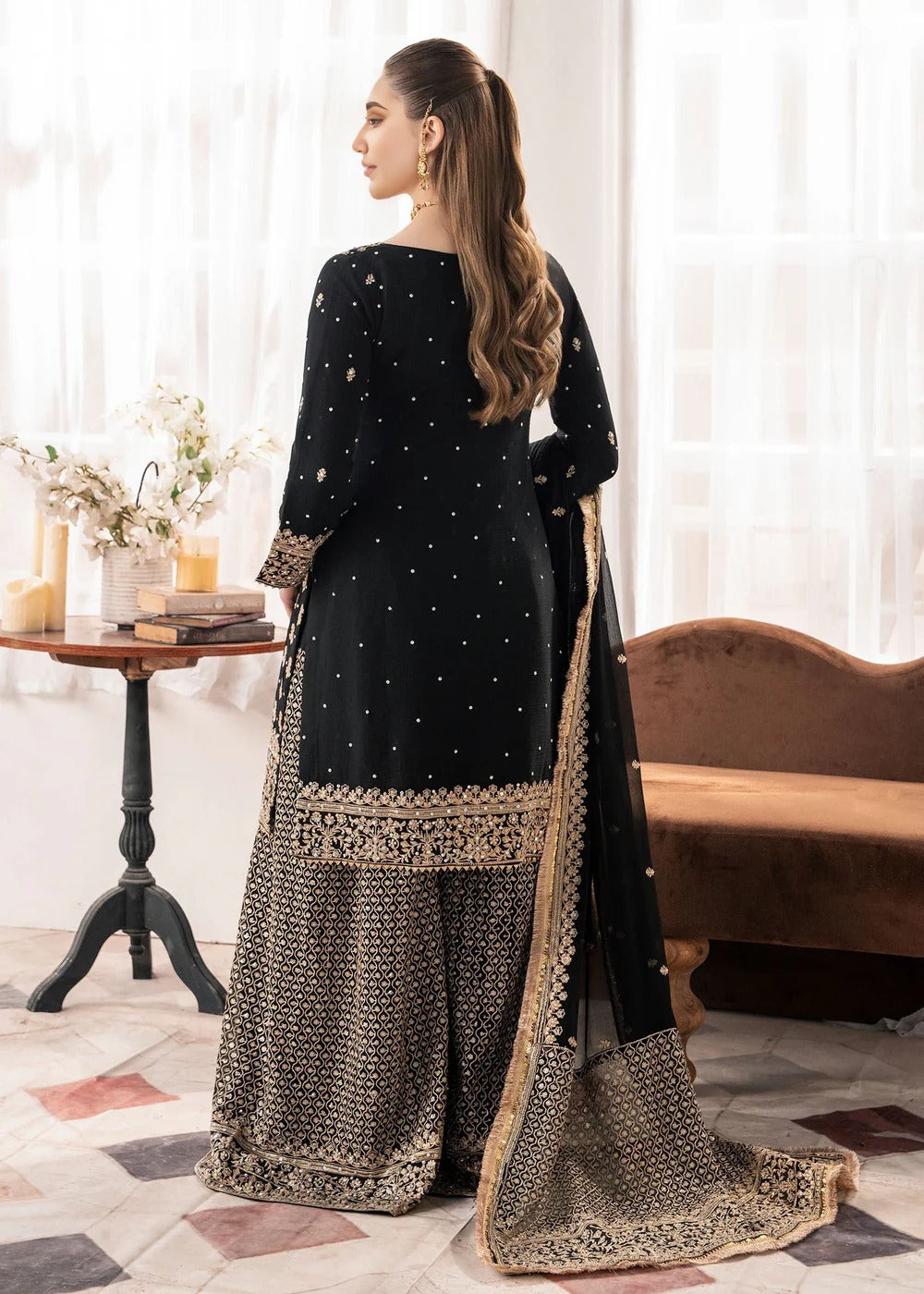 Black Zari Work Gharara