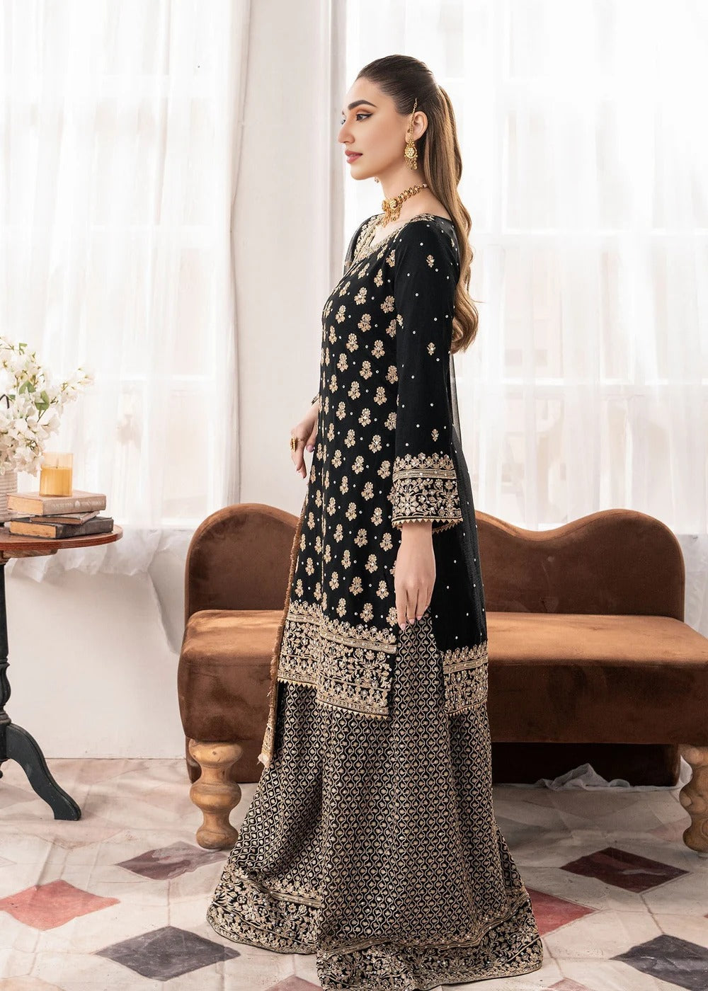 Black Zari Work Gharara
