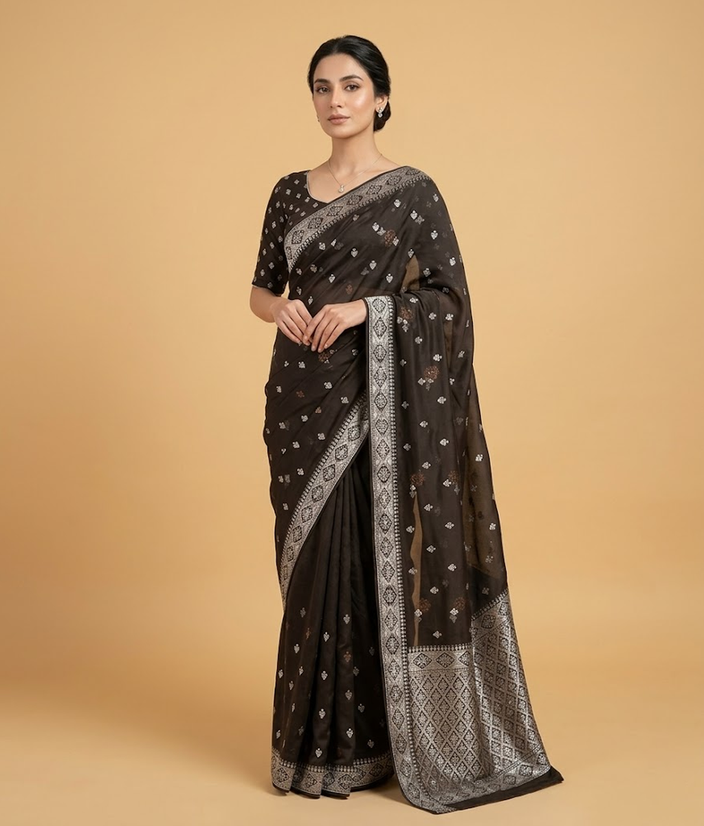 Black Butti Silk Saree