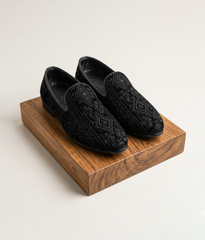 Black Embroidered Dulha Boots