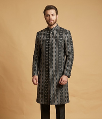 Black Geometric Jamawar Dulha House