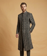 Black Geometric Jamawar Dulha House