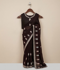 Black Geometric Sequin Patterns Crinkle Chiffon