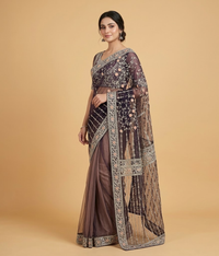 Black Net Jaal Work Saree
