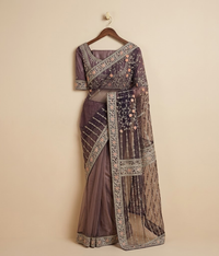 Black Net Jaal Work Saree