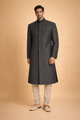 Black Sherwani embroidery collar work