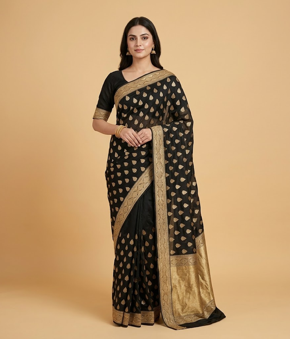 Black Tilla Butti Saree