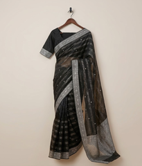 Black Tissue Silk Saree with Border