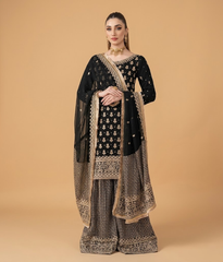 Black Zari Work Gharara