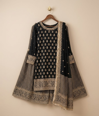 Black Zari Work Gharara